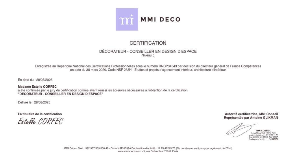 diplome de formation en décoration et design d