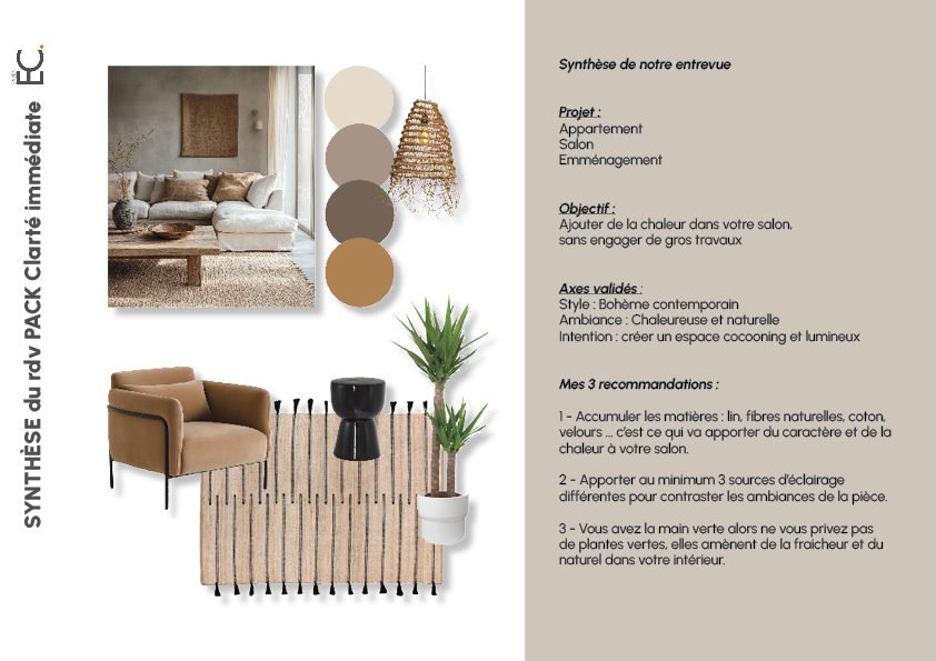 moodbord présentant ambiance couleur et sélection de matériaux pour un projet d