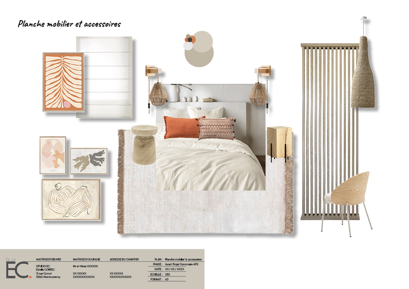 sélection de mobilier pour un projet de décoration de chambre