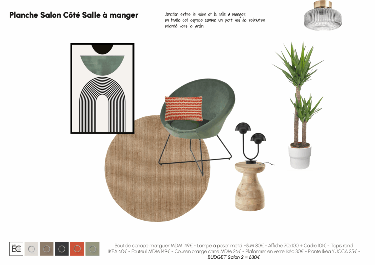 planche déco du salon côté salle à manger