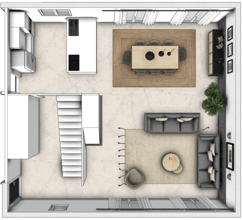 vue plongeante 3D du projet d