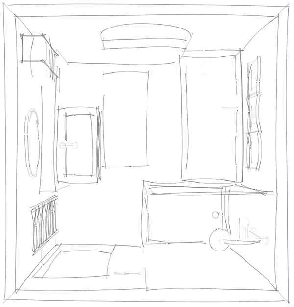 Rénovation salle de bain – Montmorency (6m²) croquis d
