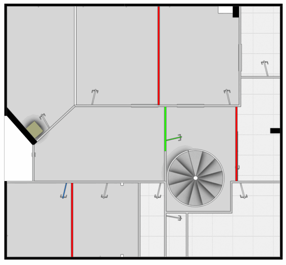 Vue 2D des cloisons à modifier, projet réagencement de bureaux à Villetaneuse