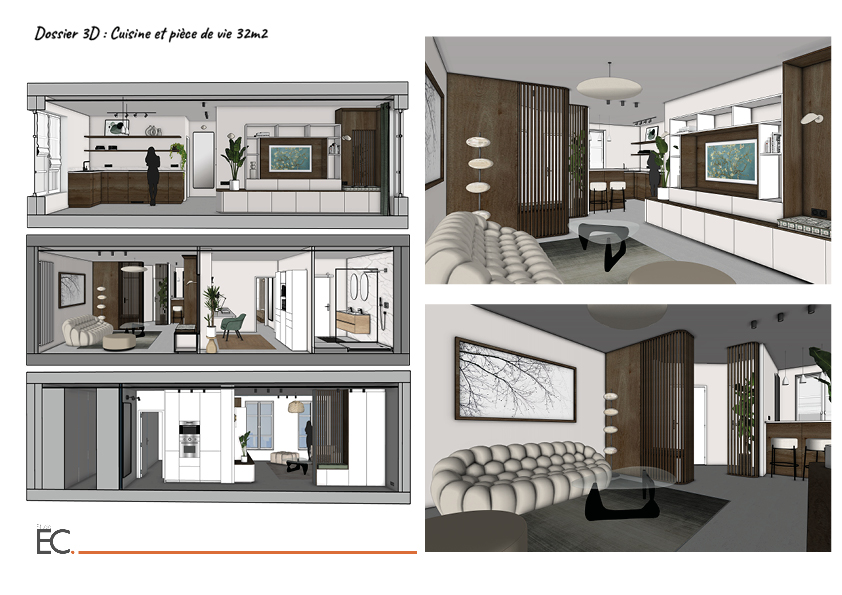 vue 3d dun salon contemporain dans un projet damenagement