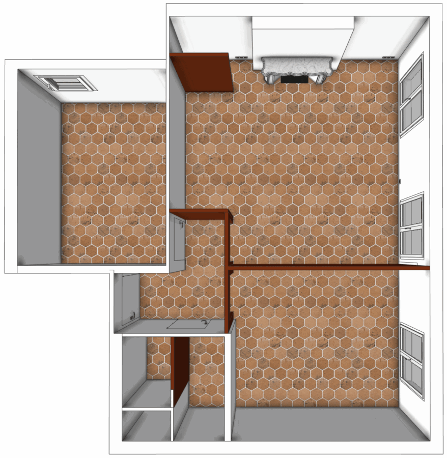 vue 3d de l'appartement avant rénovation